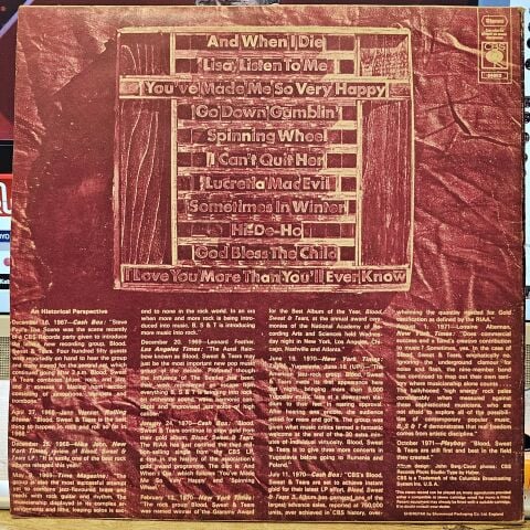Blood, Sweat & Tears – Blood, Sweat & Tears Greatest Hits LP PLAK
