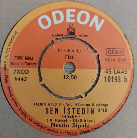 Nesrin Sipahi Ve Yalçın Ateş 6 – Gelsen Bana / Sen İstedin 45LİK PLAK