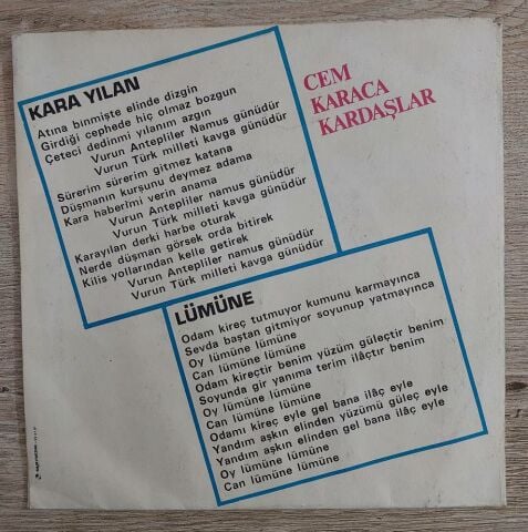 Cem Karaca & Kardaşlar – Kara Yılan / Lümüne 45LİK PLAK