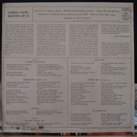 Fauré* : Victoria De Los Angeles, Dietrich Fischer-Dieskau, Chorale Elisabeth Brasseur LP PLAK