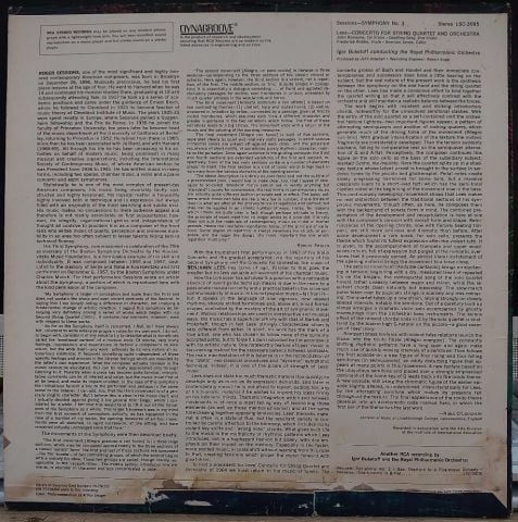 Sessions* / Lees* - Igor Buketoff, Royal Philharmonic Orchestra* – Symphony No. 3 / Concerto For String Quartet And Orchestra LP PLAK