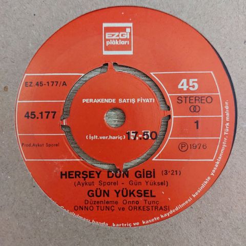 Gün Yüksel – Her Şey Dün Gibi / Sanki 45LİK PLAK