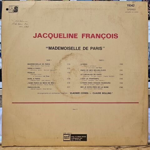 Jacqueline François – Mademoiselle De Paris LP PLAK