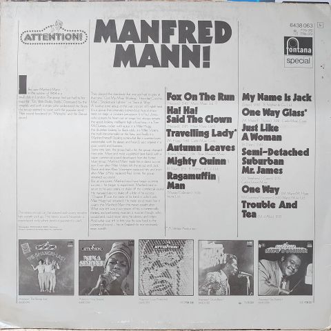 Manfred Mann – Attention! Manfred Mann! LP PLAK