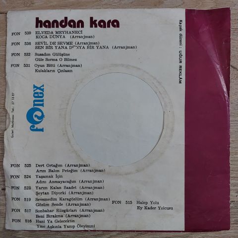 Handan Kara – Elveda Mayhaneci / Koca Dünya 45Lİ PLAK