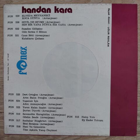 Handan Kara – Sevemedim Karagözlüm / Gözüm Sende 45LİK PLAK