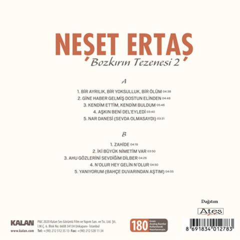 NEŞET ERTAŞ - BOZKIRIN TEZENESİ 2 LP PLAK