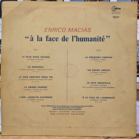Enrico Macias – A La Face De L'Humanite LP PLAK