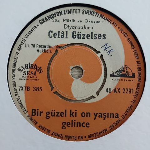 DİYARBAKIRLI CELAL GÜZELSES - BİR GÜZEL Kİ ON YAŞINA GELİNCE 45LİK PLAK