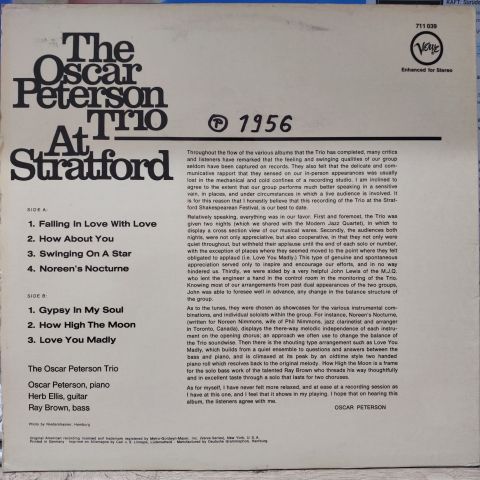The Oscar Peterson Trio – At Stratford LP PLAK
