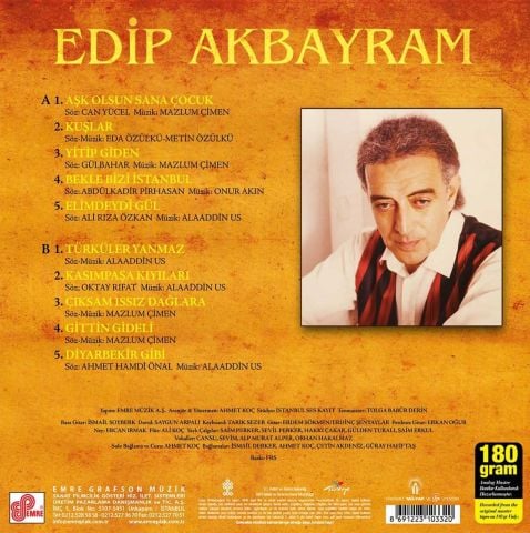 EDİP AKBAYRAM - TÜRKÜLER YANMAZ LP PLAK