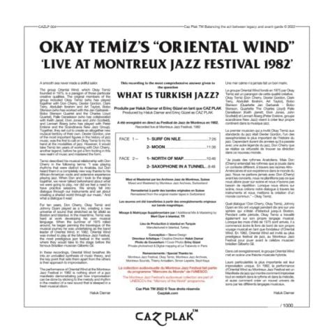Okay Temiz, Oriental Wind - Montreux Jazz Festival 1982 (Numaralı Avrupa Edisyonu)