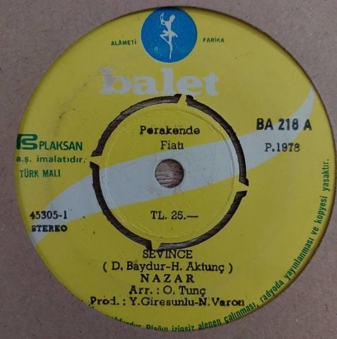 Nazar, Nilüfer – Sevince / Darling 45LİK PLAK