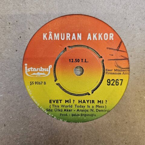 Kamuran Akkor – Ne Gelen Var Ne Giden / Evet Mi Hayır Mı 45LİK PLAK