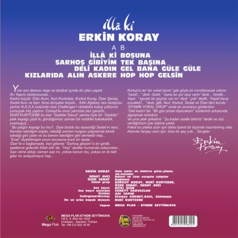 Erkin Koray – İllâ Ki LP PLAK RENKLİ PLAK PEMBE