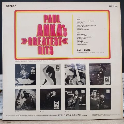 Paul Anka – Paul Anka's Greatest Hits LP PLAK