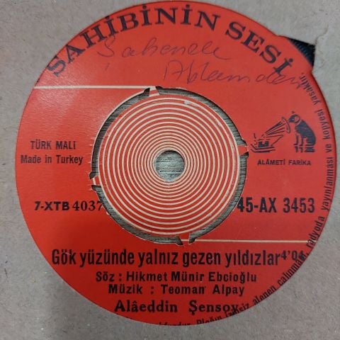 ALAEDDİN ŞENSOY - GÖK YÜZÜNDE YALNIZ GEZEN YILDIZLAR 45LİK PLAK
