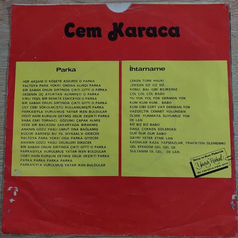 CEM KARACA - PARKA 45LİK PLAK