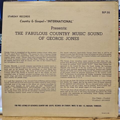 George Jones – The Fabulous Country Music Sound Of LP PLAK