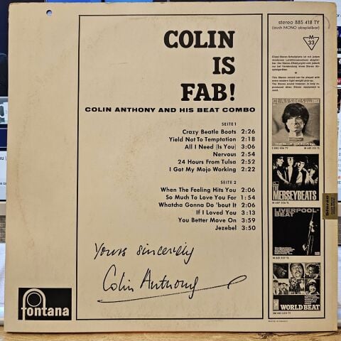 Colin Anthony & His Beat Combo – Colin Is Fab! LP PLAK