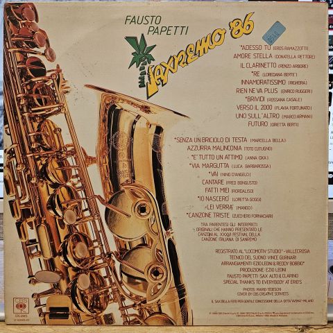 Fausto Papetti – Saxremo 86 LP PLAK