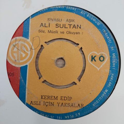 SİVASLI AŞIK ALİ SULTAN - KEREM EDİP ASLI İÇİN YAKSALAR 45LİK PLAK
