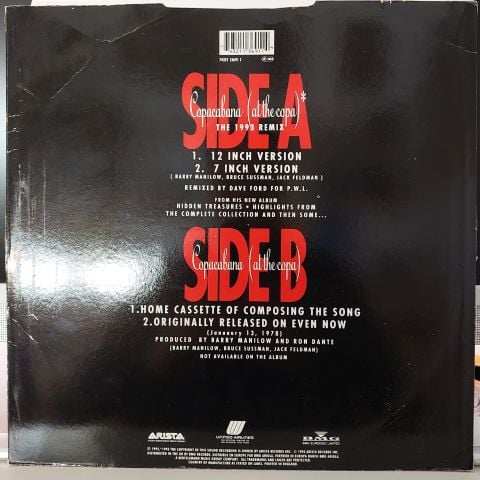 Barry Manilow – Copacabana (At The Copa) (The 1993 Remix) LP PLAK