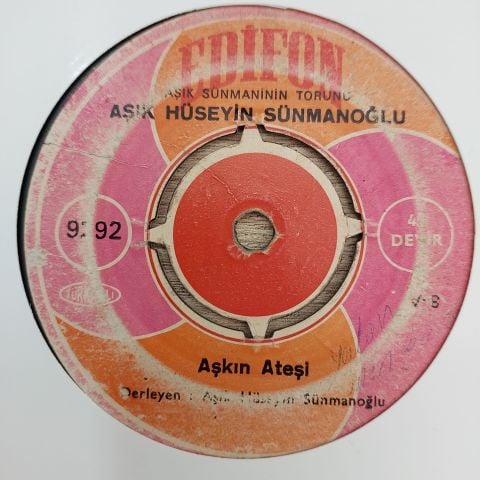AŞIK HÜSEYİN SÜNMANOĞLU - TERKİ VATAN ETMİŞİM 45LİK PLAK