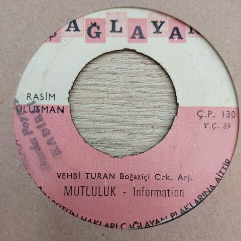 VEHBİ TURAN BOĞAZİÇİ ORKESTRASI - MUTLULUK 45LİK PLAK