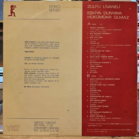 Zülfü Livaneli – Eşkiya Dünyaya Hükümdar Olmaz LP PLAK