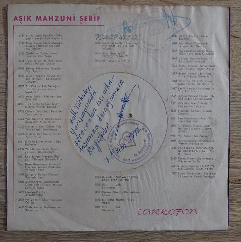 Aşık Mahzuni Şerif – Dönemem - Yuh Yuh 45LİK PLAK