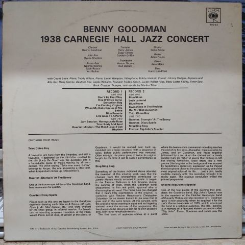 Benny Goodman – The Famous 1938 Carnegie Hall Jazz Concert LP PLAK