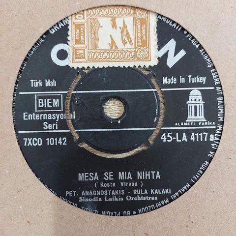 Pet. Anağnostakıs* - Rula Kalakı* / Ev. Perpınıadıs* – Mesa Se Mıa Nıhta / Fteo Fteo 45LİK PLAK