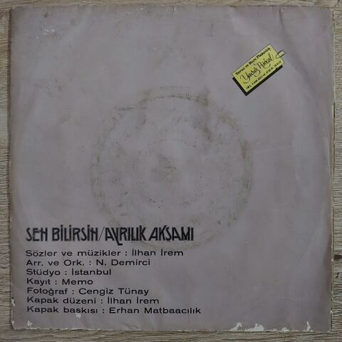 İlhan İrem – Sen Bilirsin / Ayrılık Akşamı 45LİK PLAK