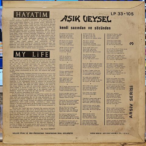 Aşık Veysel – Kendi Sözünden ve Sazından LP PLAK