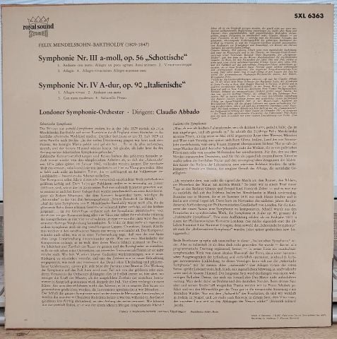 Felix Mendelssohn-Bartholdy / Londoner Symphony-Orchester*, Claudio Abbado – Symphonie Nr. III ''Schottische / Symphonie Nr.IV Italienische LP PLAK