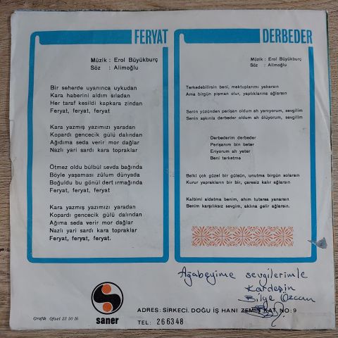 EROL BÜYÜKBURÇ - FERYAT 45LİK PLAK