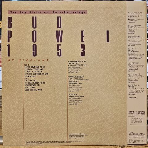 Bud Powell – Bud Powell 1953 At Birdland LP PLAK
