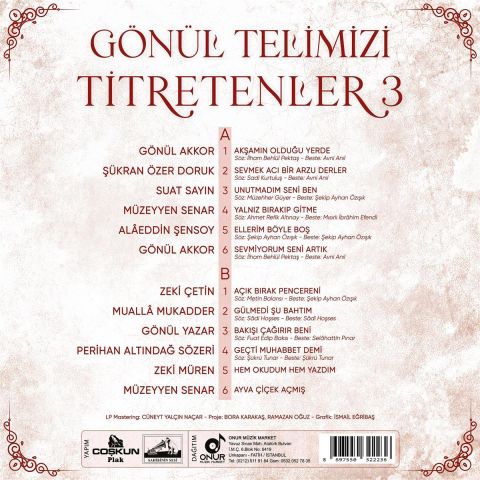 Çeşitli Sanatçılar - Gönül Telimizi Titretenler 3 LP PLAK