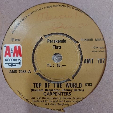 Carpenters – Top Of The World 45LİK PLAK