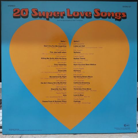 20 SUPER LOVE SONGS LP PLAK