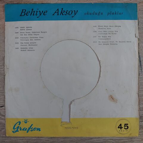 Behiye Aksoy – Bülbülün Çilesi / Kederli Günlerim 45LİK PLAK