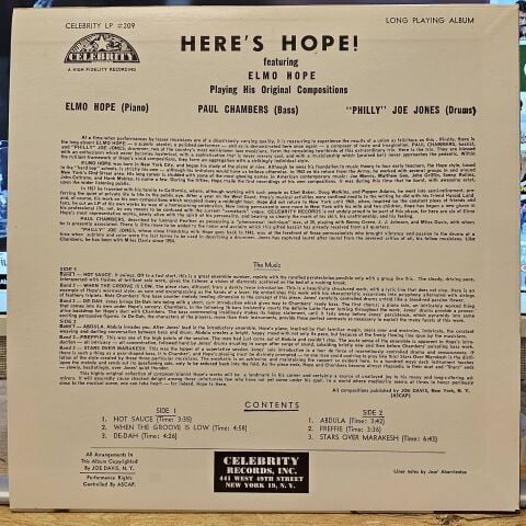 Elmo Hope Trio – Here's Hope! LP PLAK