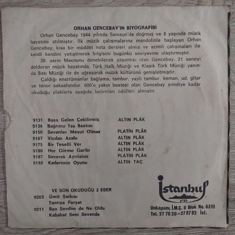 Orhan Gencebay – Vicdan Azabı 45LİK PLAK