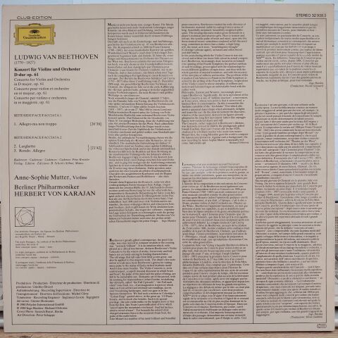 Ludwig van Beethoven - Anne-Sophie Mutter, Berliner Philharmoniker, Herbert von Karajan – Violinkonzert LP PLAK