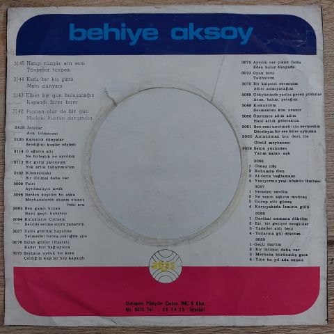 Behiye Aksoy – Yok Artık Tahammülüm / Bir Garip Yolcu 45LİK PLAK