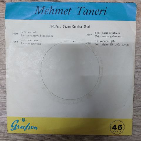 Mehmet Taneri – Bir Yabancı Gibi / Ben Miyim İlk Defa Seven 45LİK PLAK