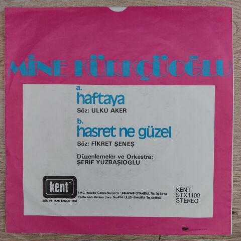 Mine Kürkçüoğlu – Haftaya / Hasret Ne Güzel Kavuşurken 45LİK PLAK