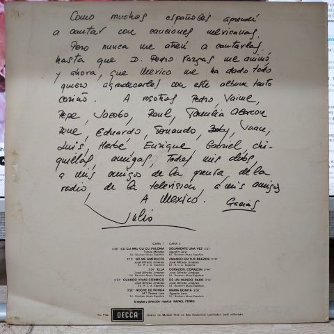 Julio Iglesias – A Mexico LP PLAK