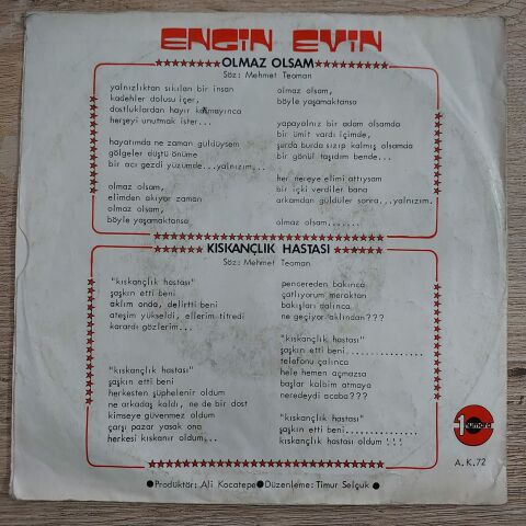 ENGİN EVİN - OLMAZ OLSAM 45LİK PLAK